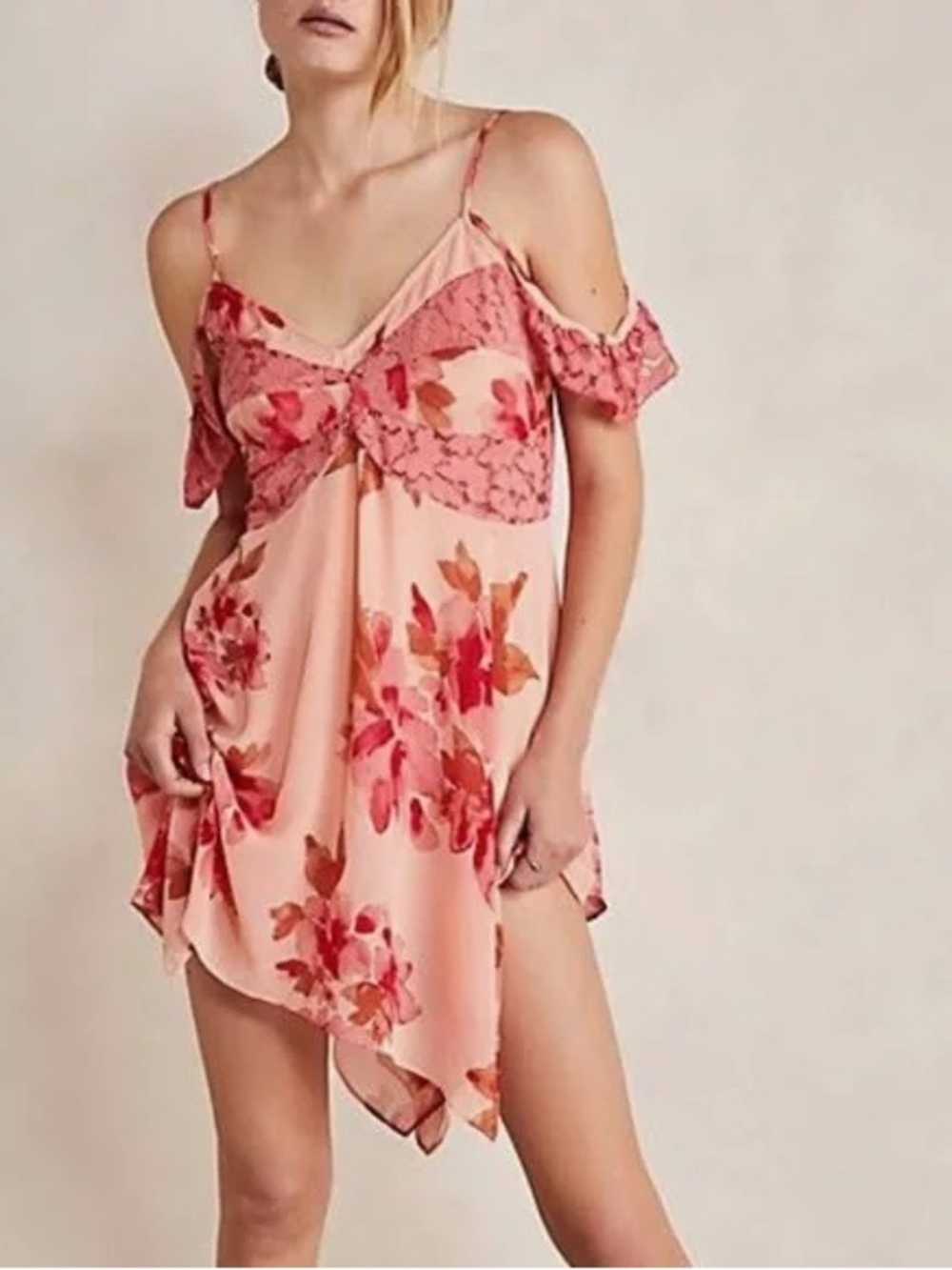Free People Intimately Monday Morning Floral Lace Slip Dress Boho Size M